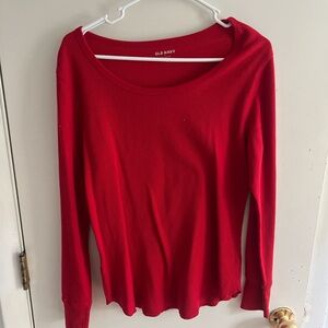 Old Navy Red Oversized Long Sleeve Shirt